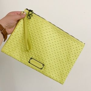 Neon Yellow Green Studded Victoria's Secret Clutch
